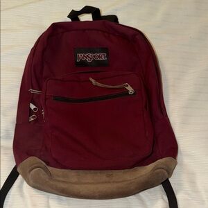 JanSport Burgundy and Tan Backpack